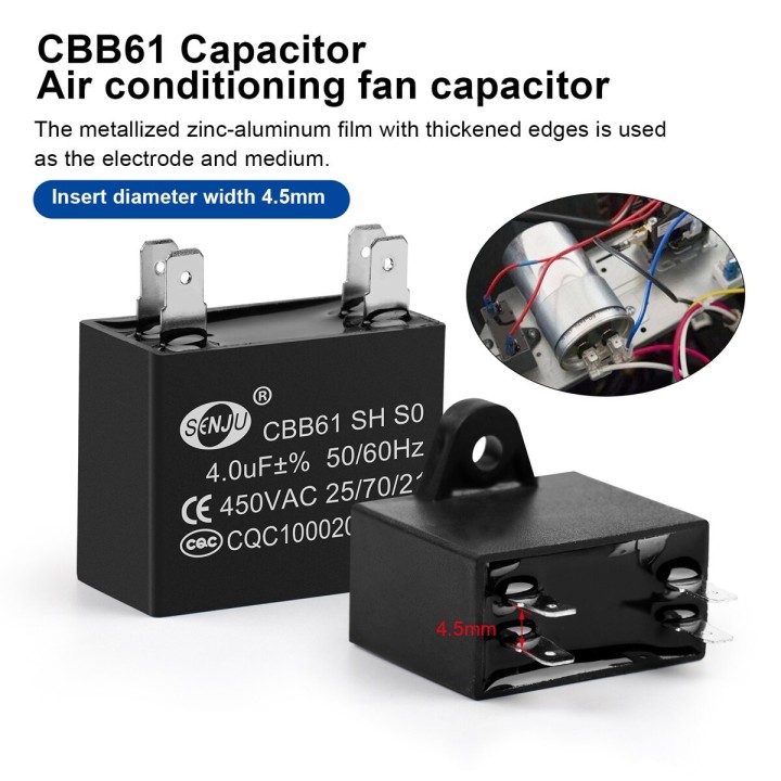 CBB61 Metallized Capacitor for Motor Start-up Ceiling Fan 500VAC 4uF