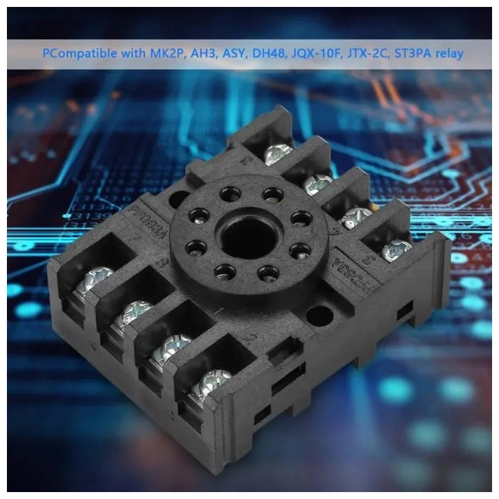 Support relais 8 pin 90-22 mk2p rail din pf083a recepteur rx40965 rx40967 rx40968 decodeur dcd ae/zc