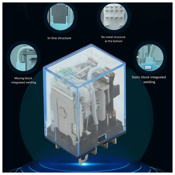 Relais electrique 12v 10a 12vcc vr10hd122c bobine 160 ohms 2 inverseurs com/no/nc sous 220vca