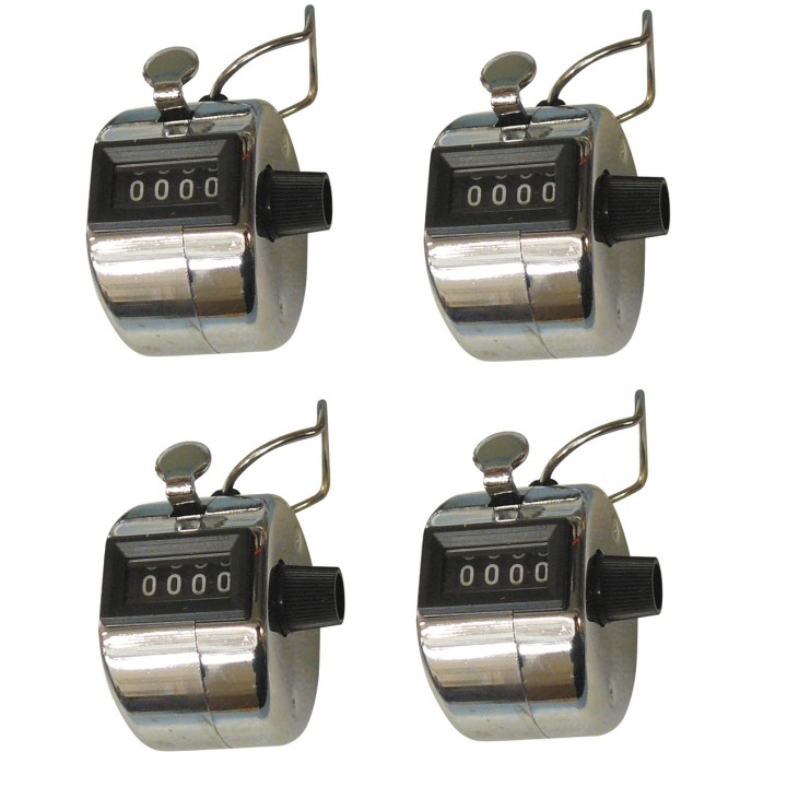 4 Chrome mechanical 4 digit counts 0-9999 hand held manual tally counter clicker golf dcolor - 1