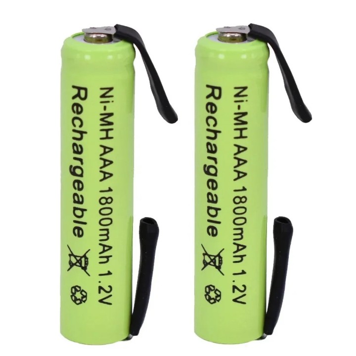 Lengüetas de soldadura de batería recargable AAA 1,2 V 1800mAh Ni-imh para afeitadora de cepillo de dientes eléctrico