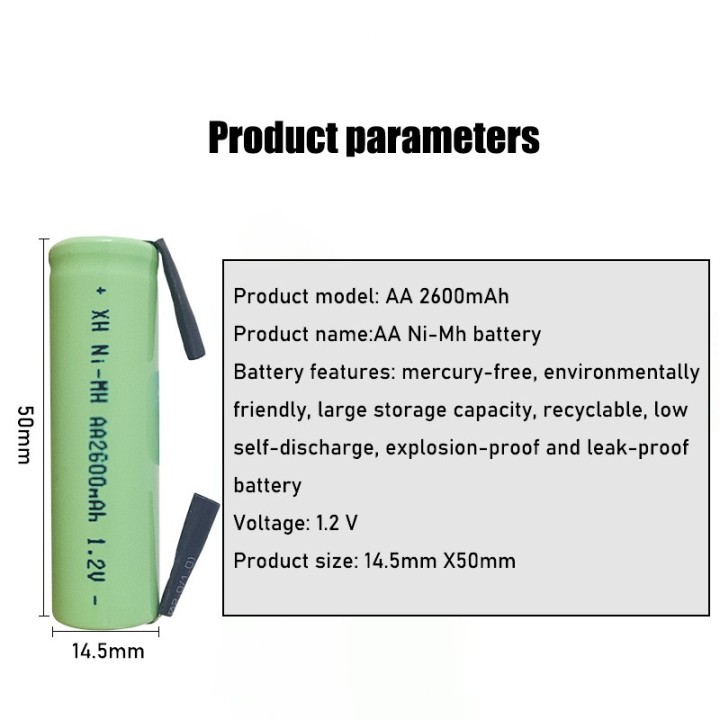 2600mah Ni-mh Rechargeable Battery Tab Welding Electric Shaver Philips Toothbrush Torch
