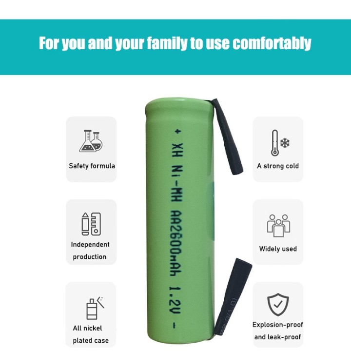 2600mah Ni-mh Rechargeable Battery Tab Welding Electric Shaver Philips Toothbrush Torch