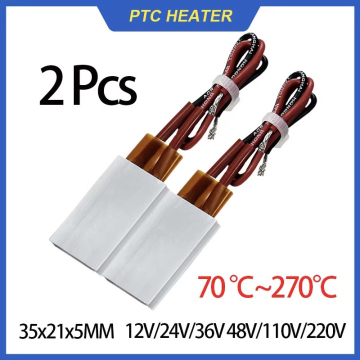 2 Chauffage 30w 220v 80 degre 35x20x5mm plaque element chauffant ptc thermistance aluminium pour coffre camera