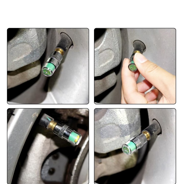 4 Auto-Reifendruck-Warnkappe, 2,4 bar, Luft-Auto-Radventil-Warnungsobjekt