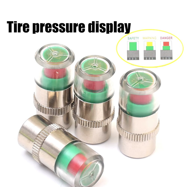 4 Auto-Reifendruck-Warnkappe, 2,4 bar, Luft-Auto-Radventil-Warnungsobjekt