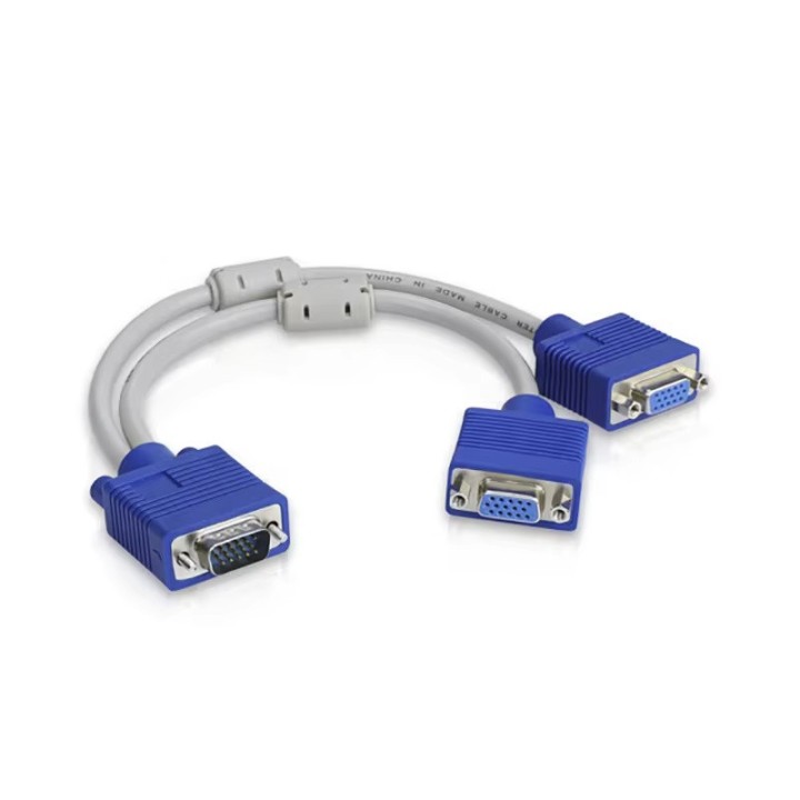 Sdoppiatore cavo VGA per adattatore monitor computer Convertitore da 1 maschio a 2 femmine