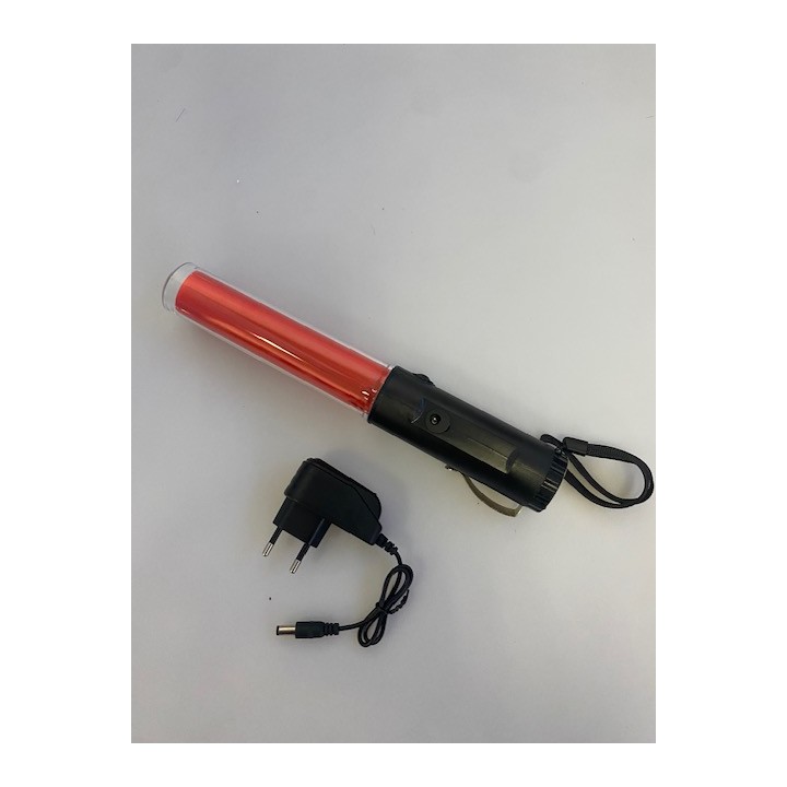 Bastone luminoso 26cm led rosso + batteria ricaricabile + caricabatterie 220v 5v supporto magnetico