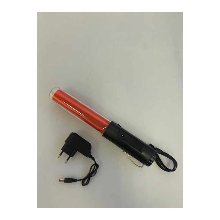 Bastone luminoso 26cm led rosso + batteria ricaricabile + caricabatterie 220v 5v supporto magnetico