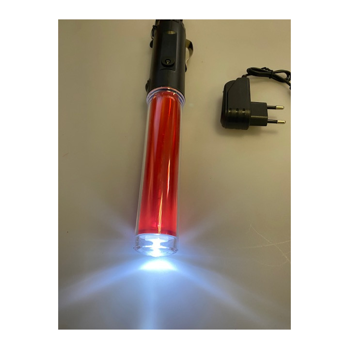 Luminous baton 26cm led red + rechargeable battery + charger 220v 5v magnetic support