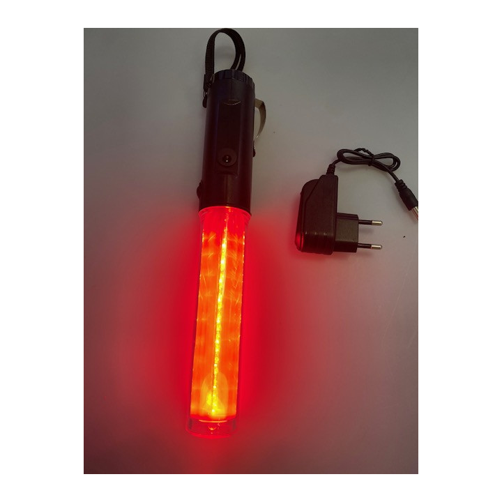 Luminous baton 26cm led red + rechargeable battery + charger 220v 5v magnetic support