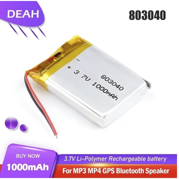 Rechargeable lipo battery akku 3.7v 1000mah accumulator accu Li-polymer helicopter airplane 803040