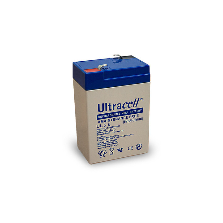 Batteria ricaricabile 6vcc 5ah pile ricaricabili pile a secco accumulatore piombo batterie da ricaricare ultracell - 1
