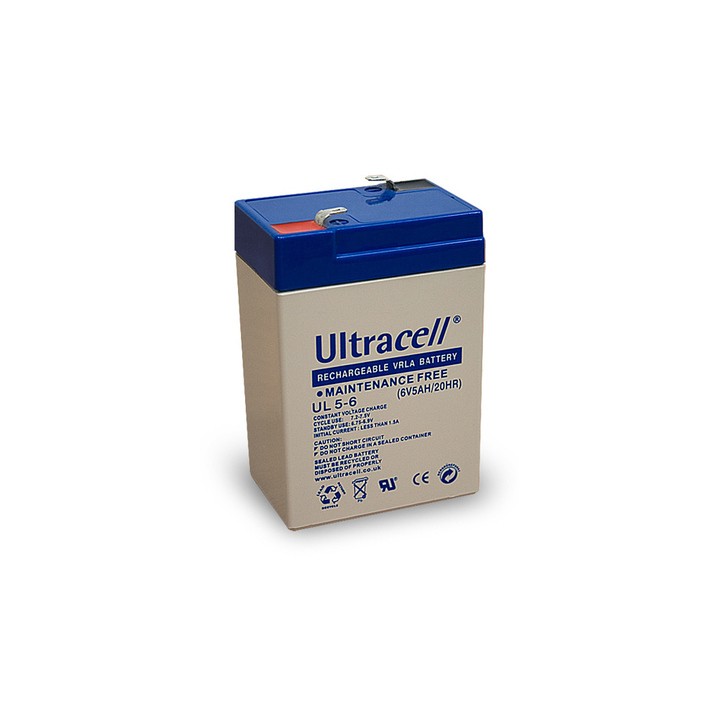 Batteria ricaricabile 6vcc 5ah pile ricaricabili pile a secco accumulatore piombo batterie da ricaricare ultracell - 1