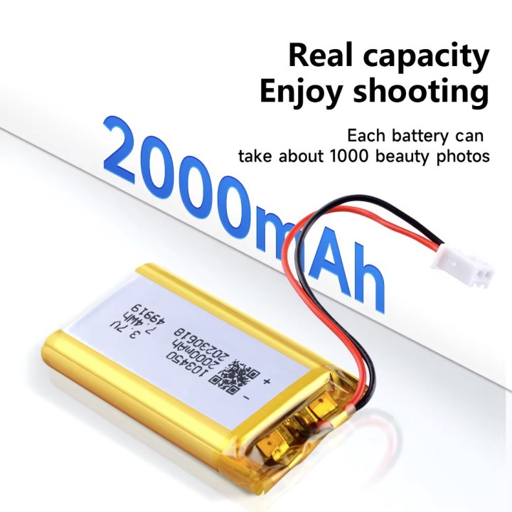 Akku wiederaufladbar, Lipo-Akku 3,7 V, 1800 mAh, 2000 mAh, 103450,