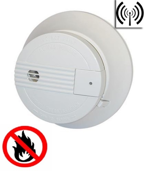 Rivelatore fumo elettronico 9vcc + buzzer senza filo 433mhz allarme radio hf allarme elettronico senza filo konig - 1
