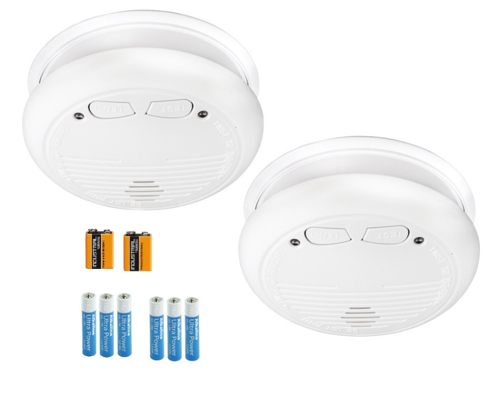 2 Detector smoke detector wireless buzzer 9vdc 433mhz radio fire alarm hf fire alarm detection fire detection smoke detection