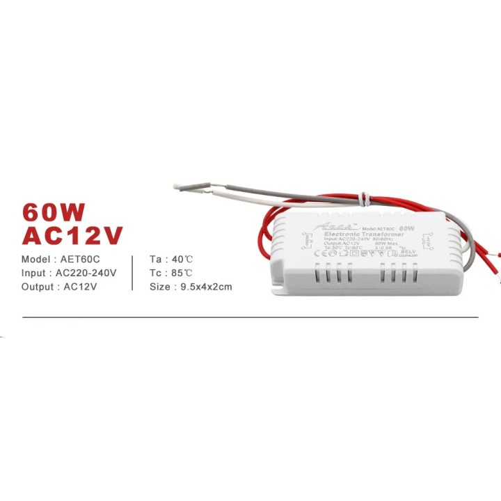 Dimmable Power Supply 60va AC 220V 12Vac Halogen Lamp Crystal Quartz G4 G5.3
