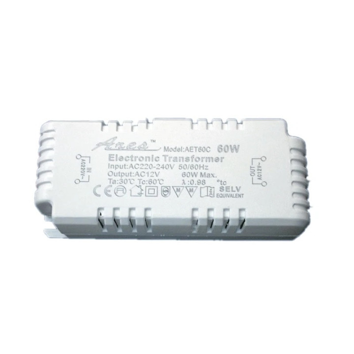 Fuente de alimentación regulable 60va AC 220V 12Vac lámpara halógena de cristal de cuarzo G4 G5.3