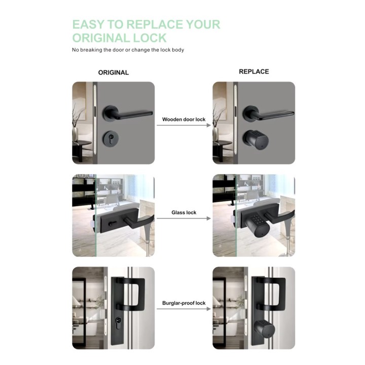 Tuya Bluetooth Fingerprint Smart Door Lock Code Keypad Home Apartment