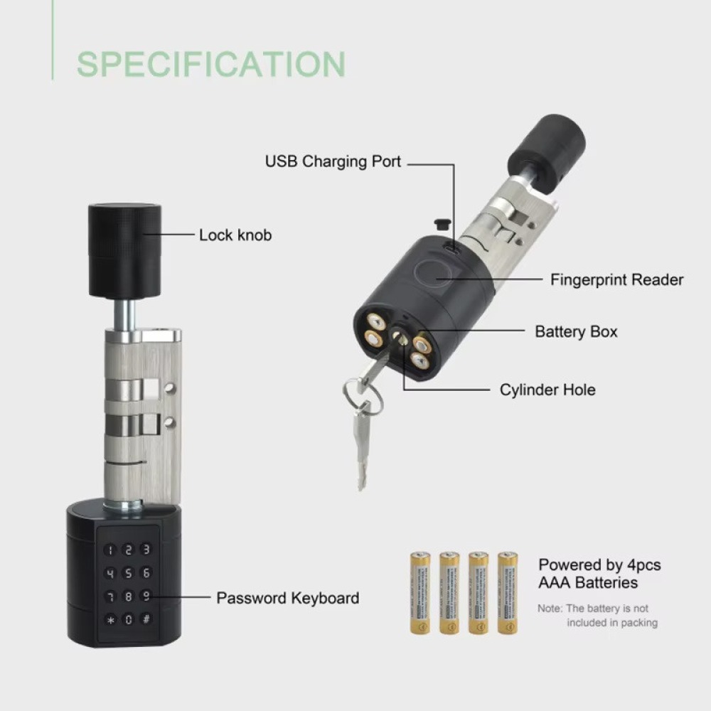 Tuya Bluetooth Fingerprint Smart Door Lock Code Keypad Home Apartment