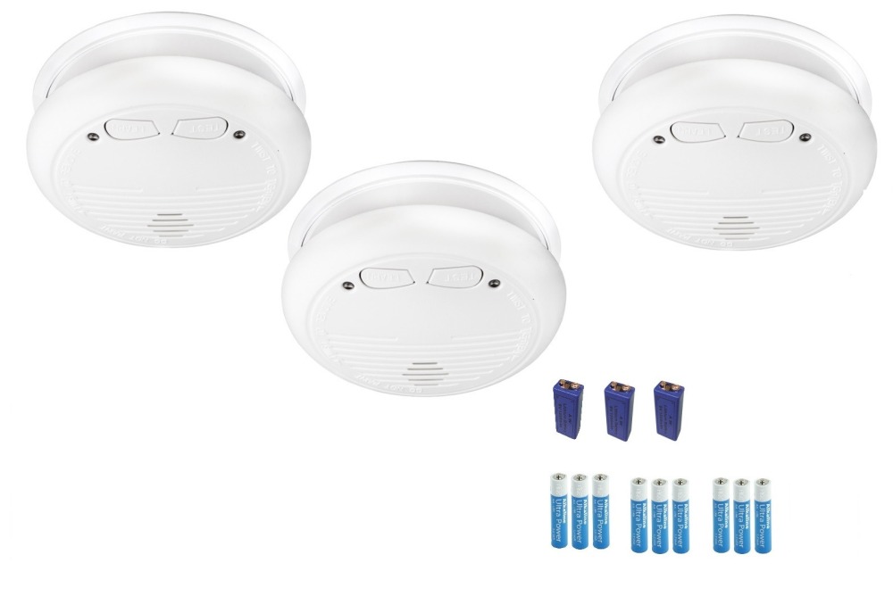 3 Detector smoke detector wireless buzzer 9vdc 433mhz radio fire alarm hf fire alarm detection fire detection smoke detection