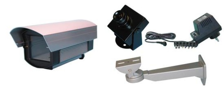 Kit camara vigilancia video negro blanco + cofrecito proteccion por fuera videovigilancia jr international - 1
