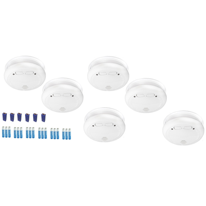 6 Detector smoke detector wireless buzzer 9vdc 433mhz radio fire alarm hf fire alarm detection fire detection smoke detection