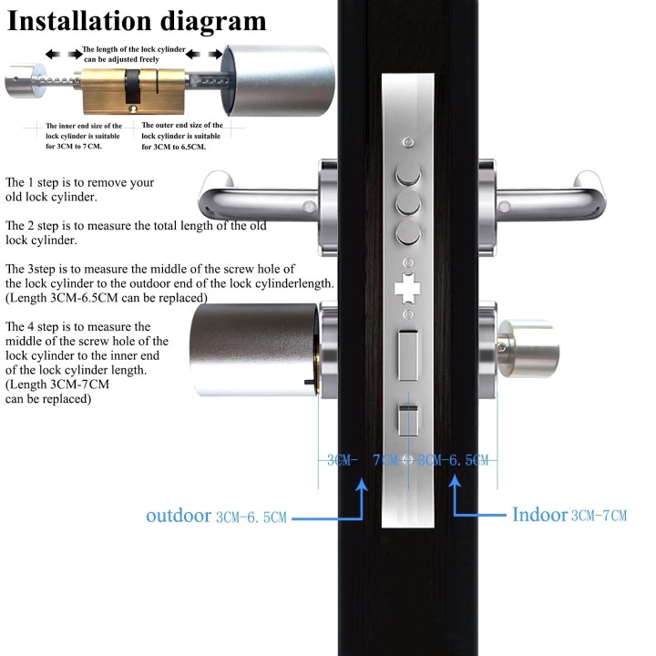 Cylindre serrure de porte intelligente wifi tuya bluetooth clavier code ip66 maison villa magasin