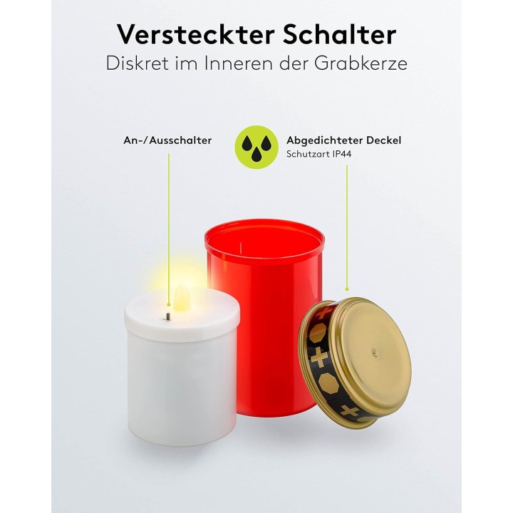 lampes cimetiere + 2 piles r14 inluses veilleuse de neuvaine a led eclairage ampoule bougie tombe
