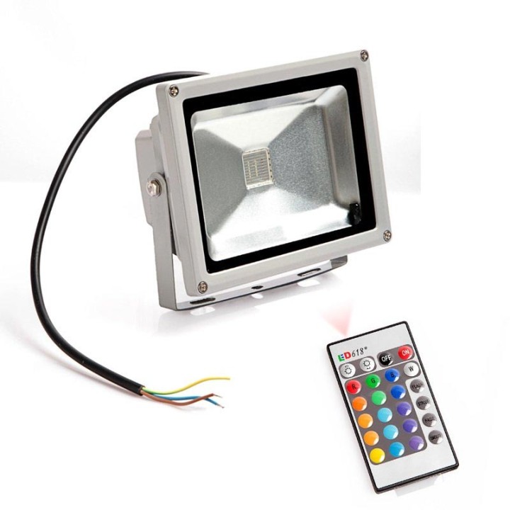 Led floodlight 20w rgb red green blue with memory and remote control 220v 110v outdoor ip65 jr international - 5