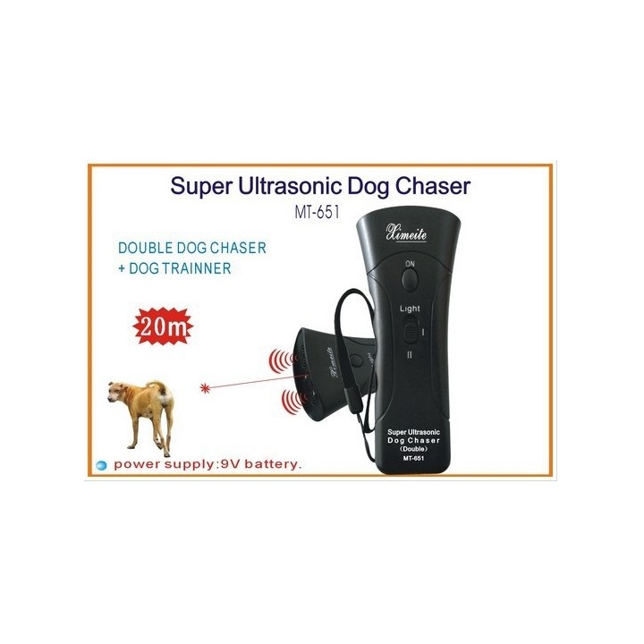Il doppio dirige ultrasuoni scacciacani / Super Dog Chaser e traning cane con luce LED e laser 4 in 1 jr international - 10