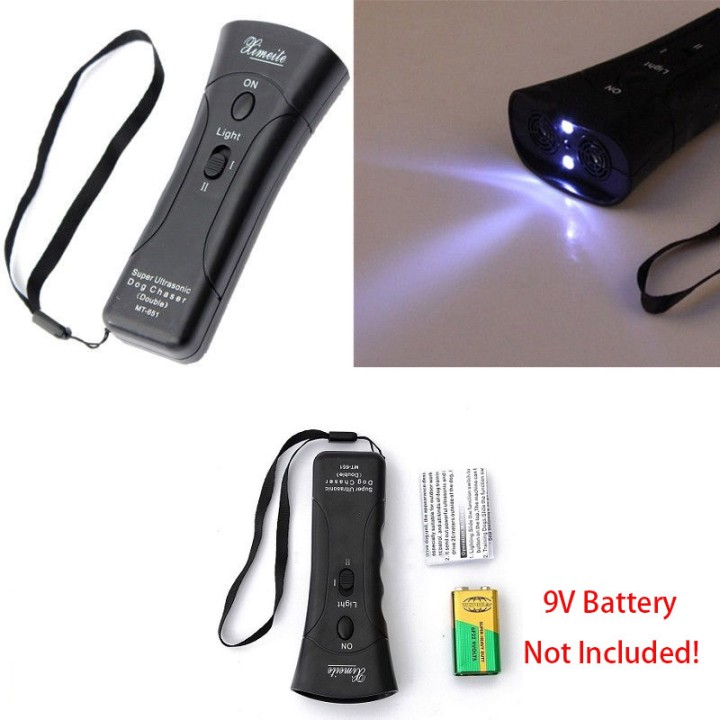 Double Heads Ultrasonic Dog Repeller Super Dog Chaser and dog traning with LED light and Laser 4 in 1 for Dogs Cats jr internati