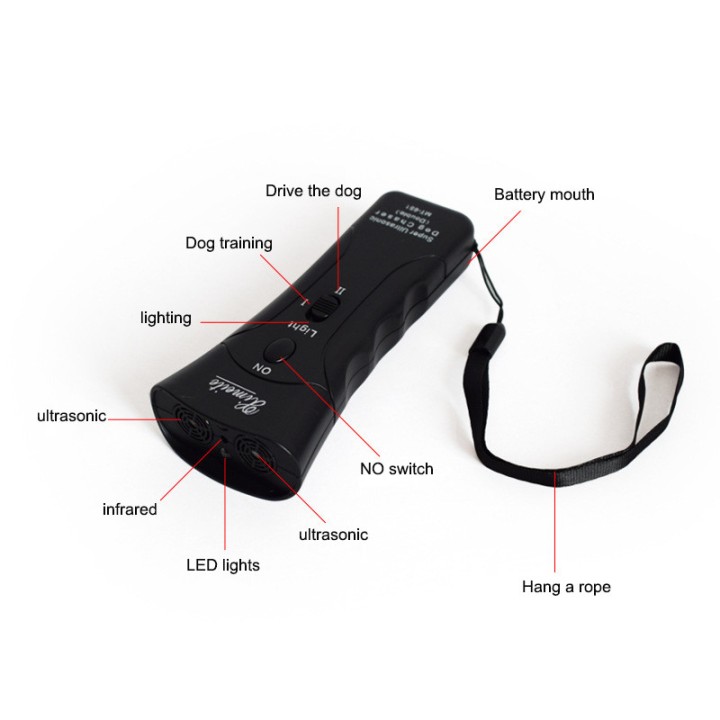 Doppel Heads Ultraschall Hund Repeller / Super Dog Chaser und Hund traning mit LED-Licht und Laser 4 in 1 jr international - 14