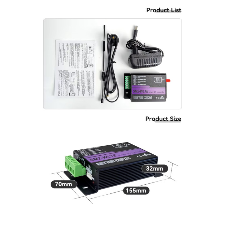 GSM 4G Temperature Humidity Sensor Controller 2 Relays Smart Switch SMS App