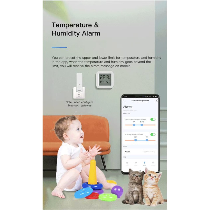 WLAN-Temperatur- und Feuchtigkeitssensor, digitales LCD-Display, Bluetooth-Hygrometer, Smart-Life-App