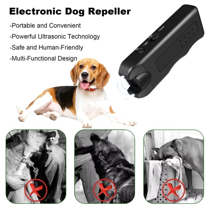c125dB Ultrasonic Dog Repeller Hostile Cat Anti Barking Training Deterrent Torch Led Lamp