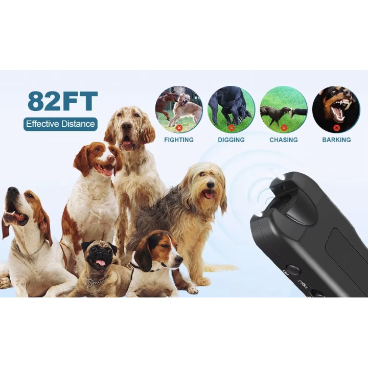 c125dB Ultrasonic Dog Repeller Hostile Cat Anti Barking Training Deterrent Torch Led Lamp