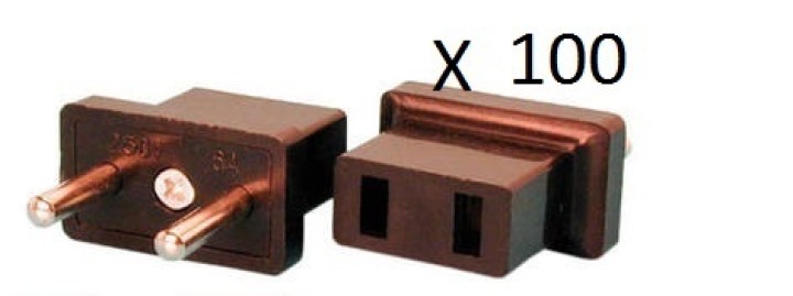 Lot von 100 reise-adapter steckdose china japan usa kanada europa weiblich männlich euro jr international - 1