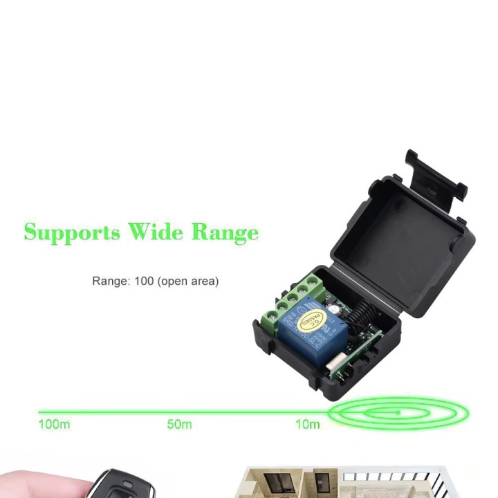 Receptor de 1 canal, sistema de interruptor de luz Relé inalámbrico de 12V + 1 mando a distancia