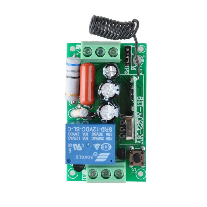 Module recepteur relais ac interrupteur switch 220v 433mhz 1ch avec 2 telecommande sans fil rf433mhz