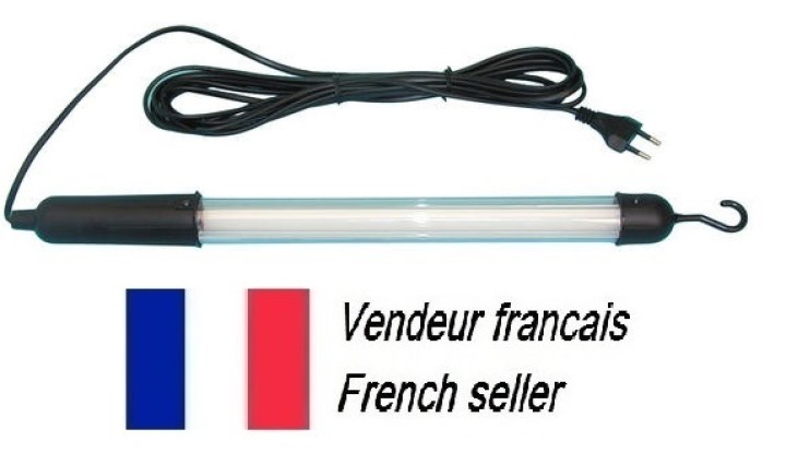 Lampada elettrica portatile fluorecente 8w 220v hermetico + 5 metri cavo per garage negozio casa legrand - 1