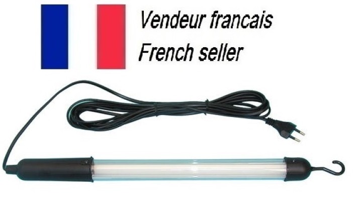 Lampada elettrica portatile fluorecente 8w 220v hermetico + 5 metri cavo per garage negozio casa legrand - 1