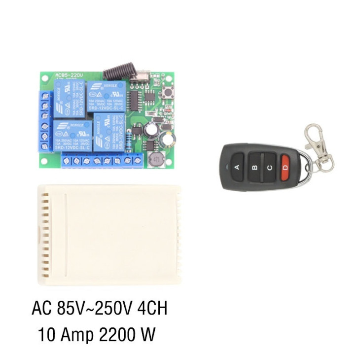 AC 220V 4CH Wireless 2 Remote Control Switch System Wireless Light Switch Relay Receiver Transmitter 433Mhz