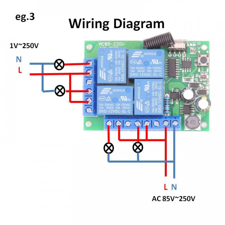 Télécommande Sans Fil AC 220 V 4CH 4 CH Système CommutateurLumière Commutateur Relais Module Récepteur Radio Émetteur 433Mhz