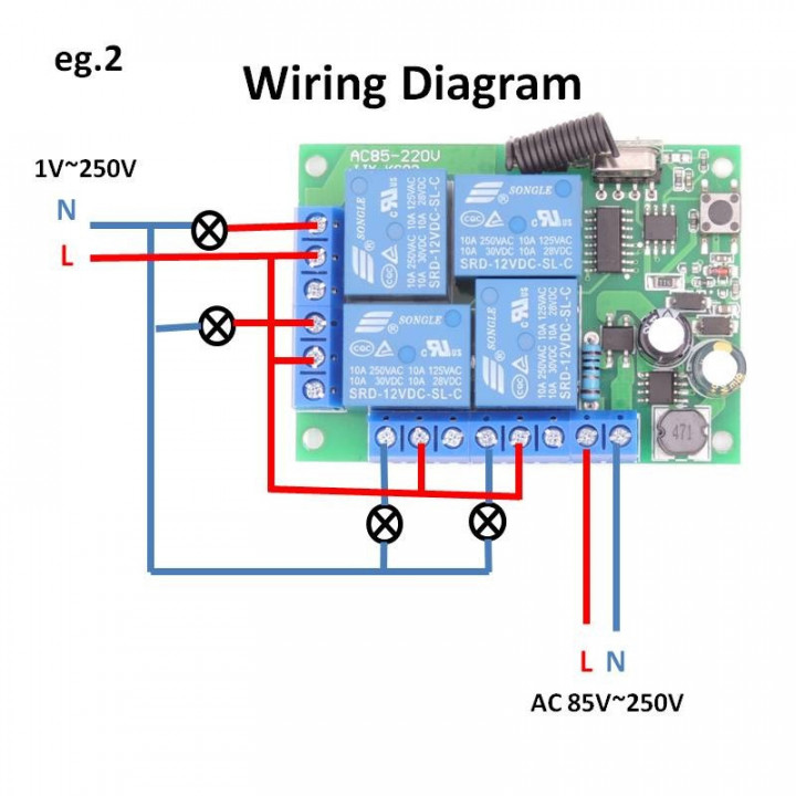 Télécommande Sans Fil AC 220 V 4CH 4 CH Système CommutateurLumière Commutateur Relais Module Récepteur Radio Émetteur 433Mhz