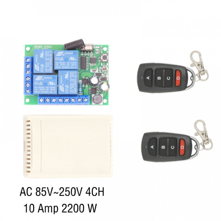 Télécommande Sans Fil AC 220 V 4CH 4 CH Système CommutateurLumière Commutateur Relais Module Récepteur Radio Émetteur 433Mhz
