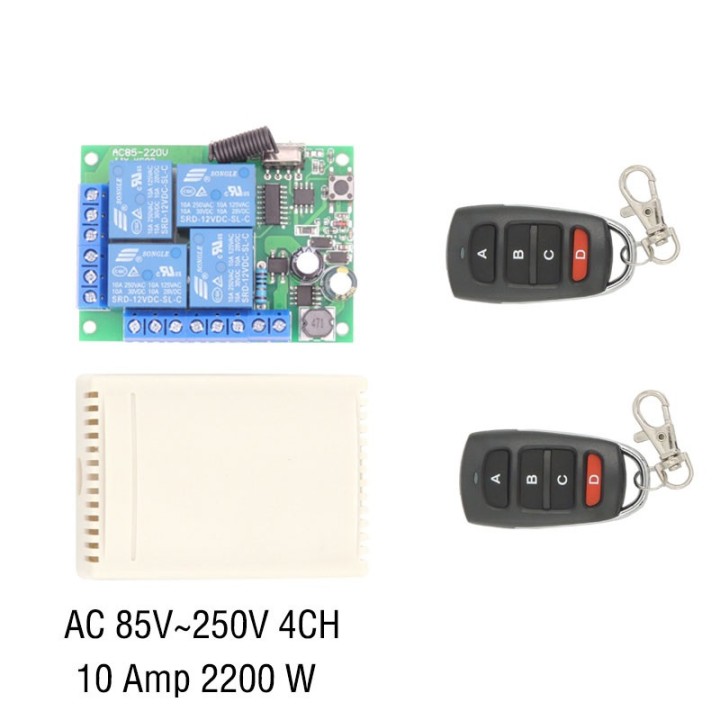Télécommande Sans Fil AC 220 V 4CH 4 CH Système CommutateurLumière Commutateur Relais Module Récepteur Radio Émetteur 433Mhz