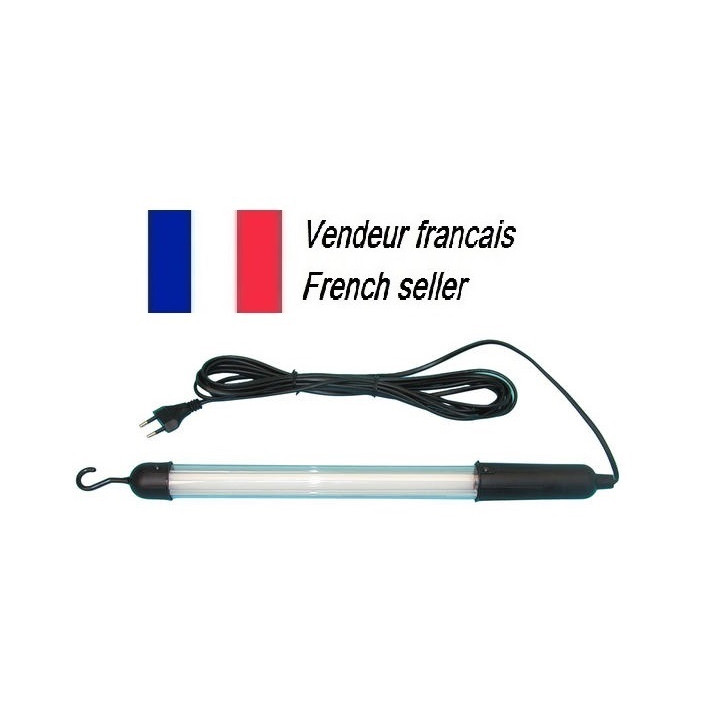 Lampada elettrica portatile fluorecente 8w 220v hermetico + 5 metri cavo per garage negozio casa velleman - 1