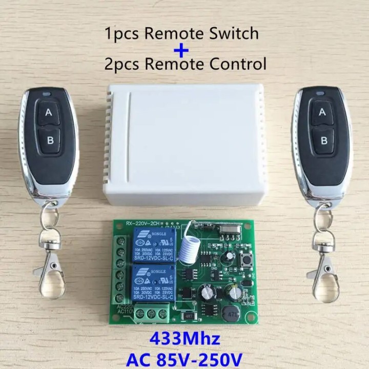 AC 220v 2ch 2 Control remoto inalámbrico interruptor de luz sistema interruptor de relé